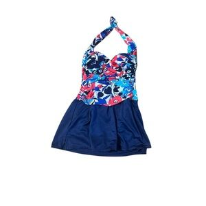 Catalina Swimsuit Women’s Small Floral Skirt Dress Halter Suddenly Slim Beach